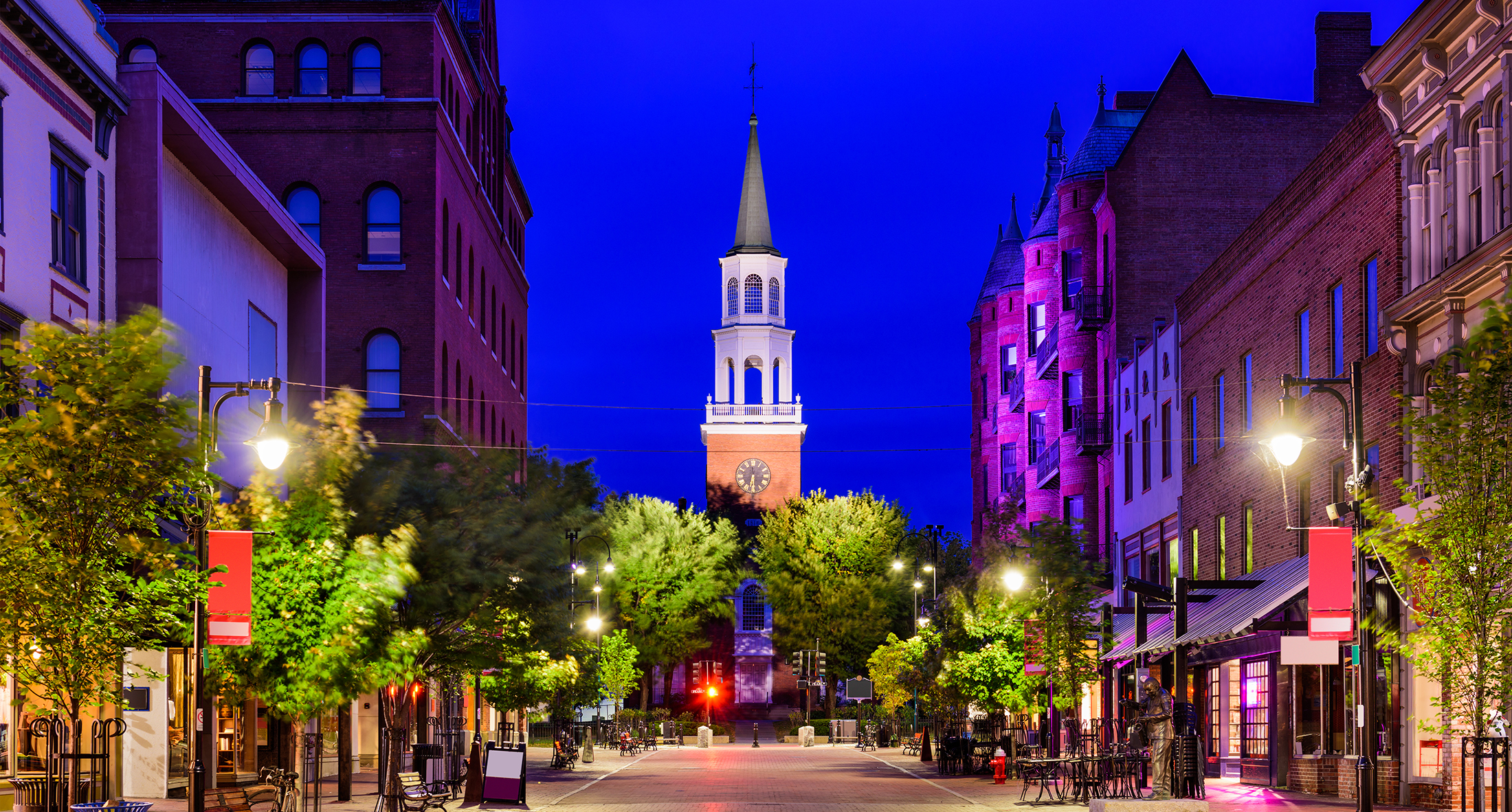 Burlington, Vermont, USA at Church Street Marketplace.